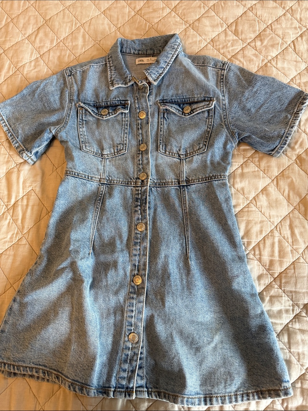 Zara Light Denim Button-Front Kids Dress